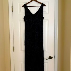 Beaded full length, mesh gown.